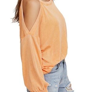 Free People Top Cold Shoulder Oversized Peach Sz M